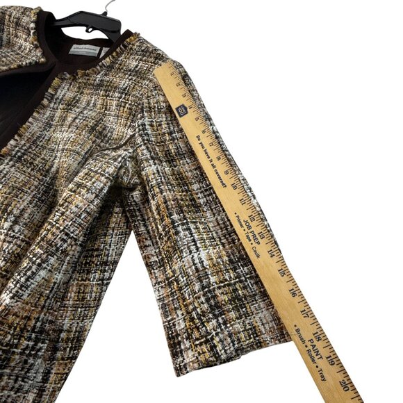 Alfred Dunner Petite Tweed Wool Short Blazer Jacket Brown Yellow 18P Career Fall - Picture 5 of 7